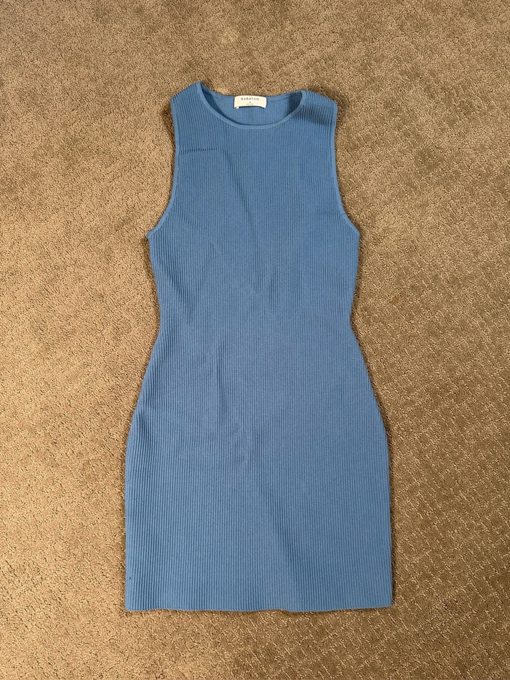 Aritzia Babaton Sculpt Knit Racer Mini dress Blue Size Medium Ribbed